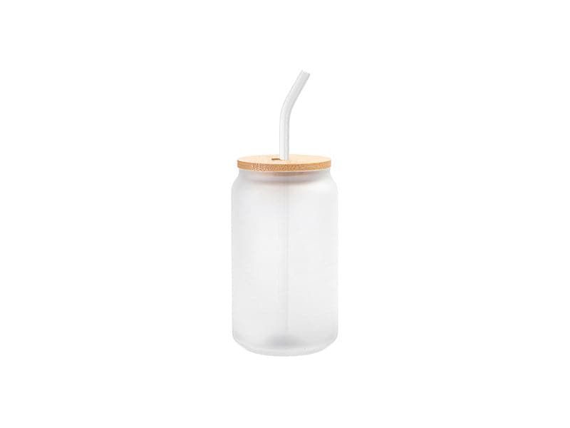 Pearl Coating™ 13oz Sublimation Glass Can with Bamboo Lid Frosted - Pack of 12 - Joto Imaging Supplies US